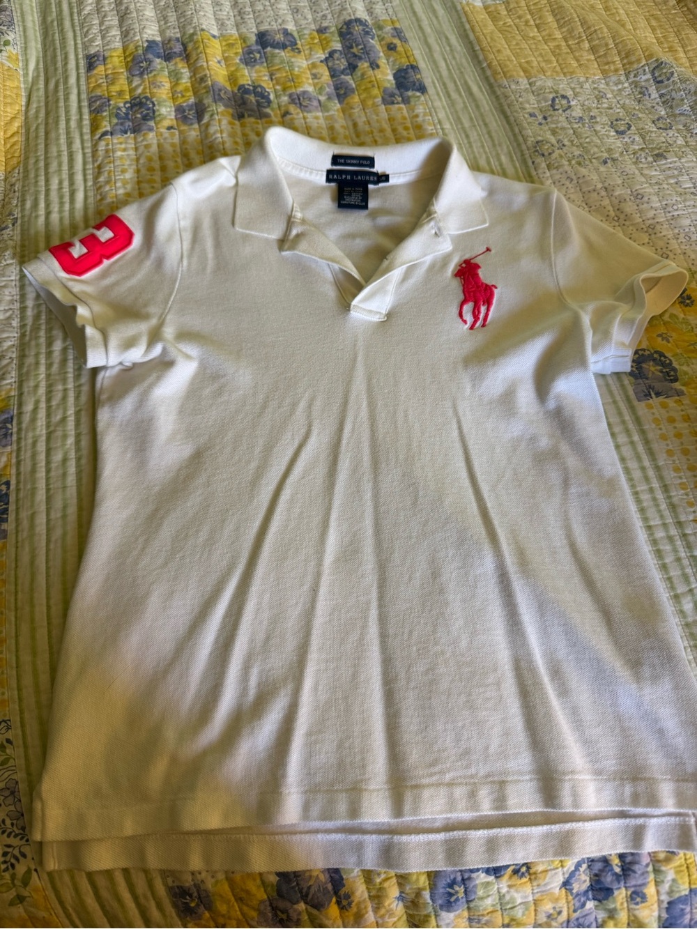 Women’s Big Pony Polo White & Pink